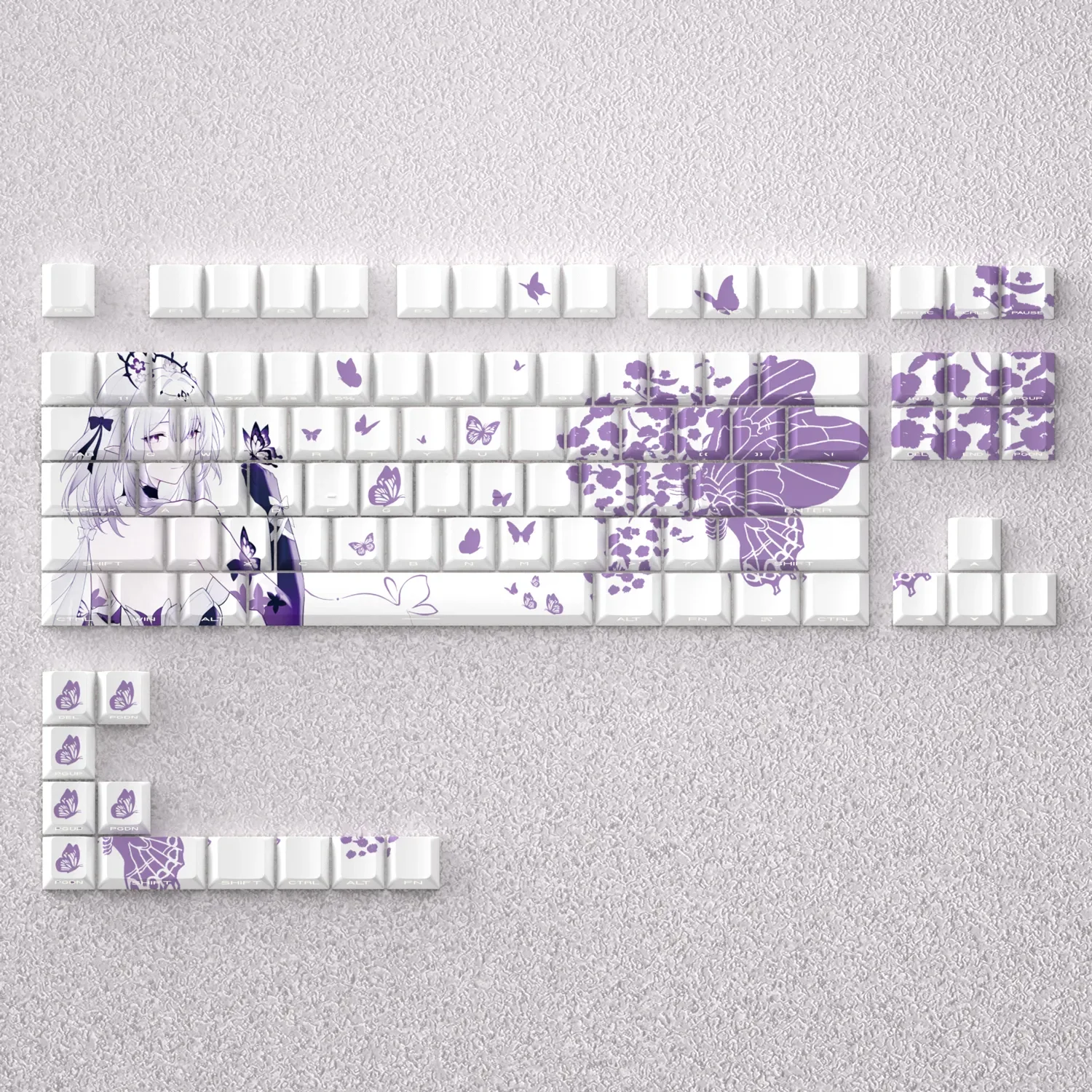Honkai: Star Rail: Castorice Cherry Keycap Set, showcasing durable PBT and vibrant dye-sublimation for mechanical keyboards.