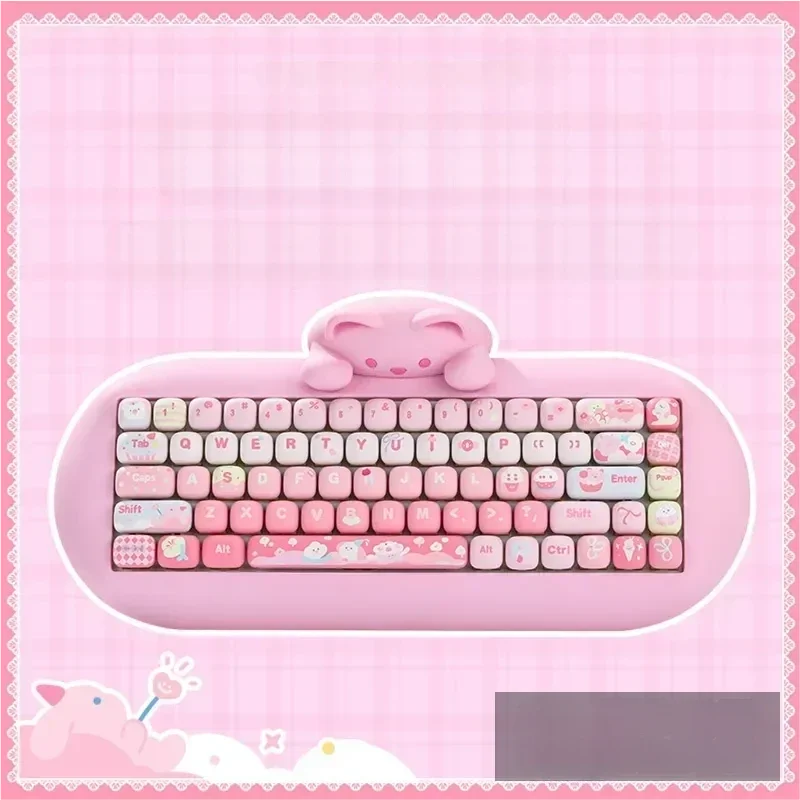 Adorable cat themed keycaps in soft pastel hues, featuring whimsical feline motifs and paw prints. Durable PBT and vibrant dye-sub legends.