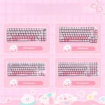 Adorable cat themed keycaps full set crafted from durable PBT, featuring vibrant dye-sub legends, soft pastel hues, and whimsical feline motifs.