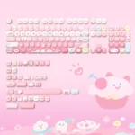 Adorable cat themed keycaps set in soft pastel hues, featuring whimsical paw prints. Durable PBT and vibrant dye-sub legends beautifully capture.