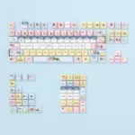 Adorable Chiikawa side-printed PBT backlit keycaps for mechanical keyboards, featuring charming characters, pastel hues, and luminous legends.