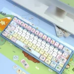 Adorable Chiikawa side-printed PBT backlit keycaps set for mechanical keyboards, showcasing charming characters and luminous pastel legends.