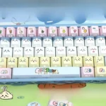 Adorable Chiikawa PBT keycaps set featuring charming, whimsical side-printed legends in pastel hues, perfect for backlit mechanical keyboards.
