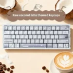 Artistic Coconut Latte Keycaps set with soft creams, warm browns, and greens. Durable dye-sub PBT delivers a refreshing, cozy aesthetic.