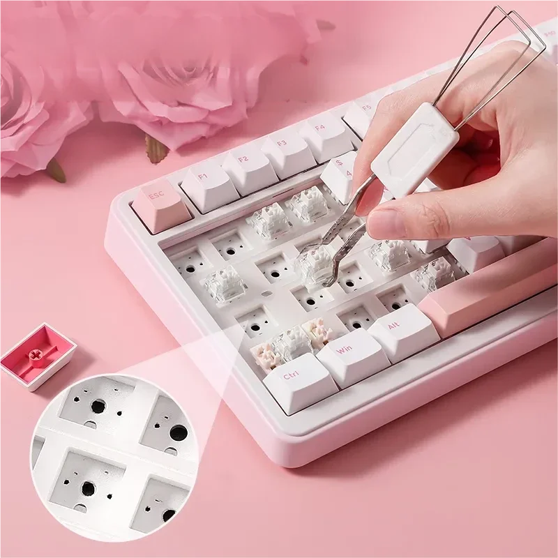 B75Pro Heartbeat Signal custom mechanical keyboard, multi-view. Creamy white, gasket mount, tri-mode, hot-swappable for ultimate customization.