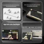 Various angles of the YZ98 Tri-Mode Hot-Swappable Custom Mechanical Keyboard, showcasing its modern grey-white design, versatile connectivity, and