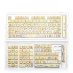 Adorable chubby mouse PBT dye-sublimation keycaps set, showcasing vibrant colors and whimsical characters for mechanical keyboards.