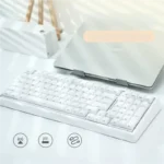 Double-Skin Milk Base99 Tri-Mode Mechanical Keyboard, showcasing its translucent double-layer jelly keycaps and hot-swappable triple mode design.