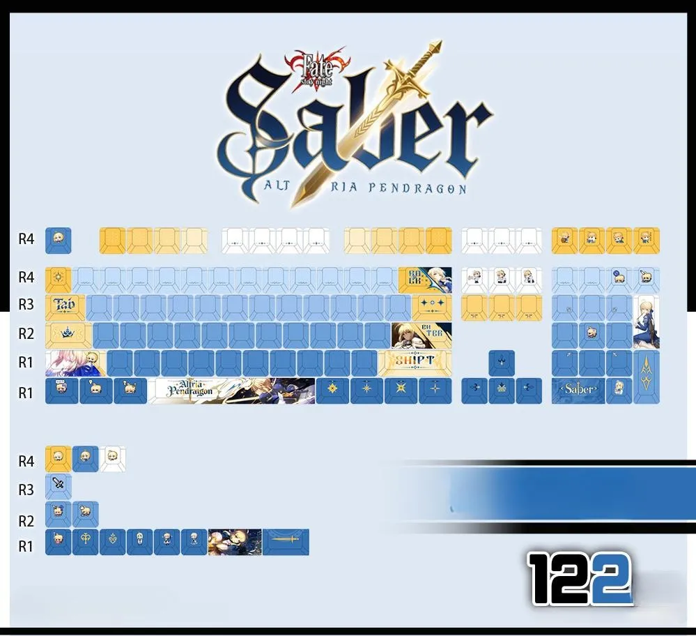 fatestaynight-saber-cherry-keycapset-mechanical-keyboard-front