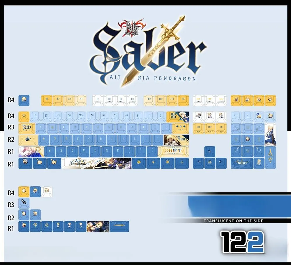 fatestaynight-saber-cherry-keycapset-mechanical-keyboard-side