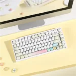 A comprehensive set of vibrant gourmet food theme PBT keycap ste with durable dye-sub legends, showcasing whimsical culinary designs from various angles.