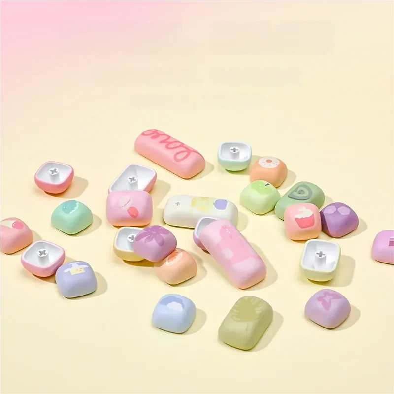 Explore the comprehensive set of Food Theme PBT Keycap Set, featuring whimsical dye-sub gourmet party illustrations on each durable key.