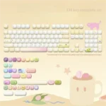 Vibrant gourmet food theme PBT keycaps set, showcasing delightful dye-sub culinary illustrations for a playful and comprehensive keyboard.