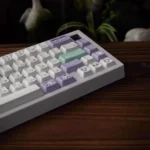A gallery of Frieren PBT dye-sublimated keycaps, showcasing ethereal cool tones and fantasy magic motifs for custom mechanical keyboards.