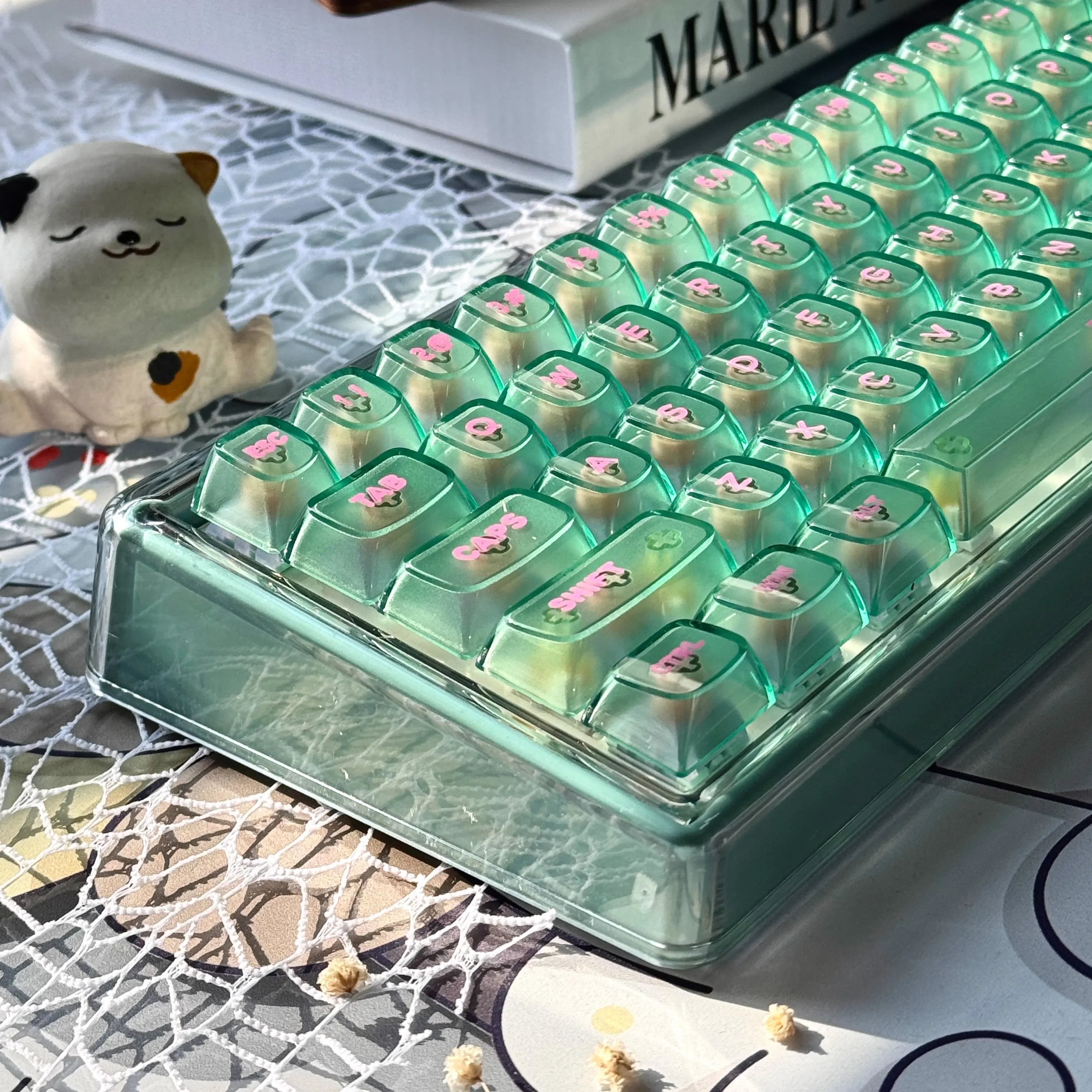 Guava Tri-Mode Custom Mechanical Keyboard, highlighting its vibrant aesthetic and with varous of switches selection.