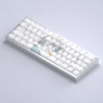 Exclusive Gojo Satoru keycaps set gallery, showcasing subtle side-printed legends and the captivating backlight glow on a premium mechanical keyboard.