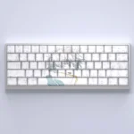 Exclusive Gojo Satoru keycaps set for mechanical keyboards, showcasing subtle side-printed legends with a radiant anime backlight glow.
