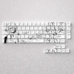 Enigmatic Haibara Ai PBT keycap set displayed, featuring cool-toned character art and subtle scientific motifs. Perfect for Detective Conan fans.