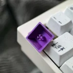 Premium Hayase Yuuka Titanium Keycap gallery featuring multiple angles, highlighting durable polished titanium and vibrant, iconic anime art.