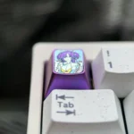 Hayase Yuuka premium titanium ESC keycap. Gallery view of vibrant anime art and durable polished finish for mechanical keyboards.