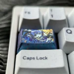 Exclusive Hoshimachi Suisei Titanium Keycap, an icy crystal VTuber art piece. Witness its vibrant titanium luster from every perspective.