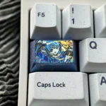 Exclusive Hoshimachi Suisei titanium keycap, an icy crystal VTuber art piece, shines with vibrant luster.