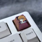 Premium Kumiko Oumae anime ESC keycap crafted from vibrant titanium, featuring polished art and subtle icy accents for mechanical keyboards.