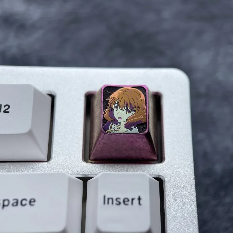 Premium Kumiko Oumae Titanium Anime ESC Keycap features vibrant character art, polished surfaces, and subtle icy accents.