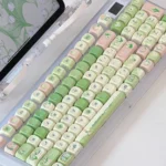 Full gallery of delicate Lily of the Valley XOA profile keycap set for custom mechanical keyboards. Showcasing exquisite floral designs and soft pastel setup.