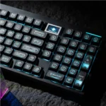 Sleek Luminous Black Cherry Keycap Set gallery, revealing the mesmerizing cat's eye pupil legends' brilliance from various angles.