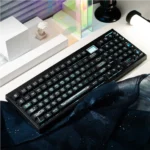 An exquisite product gallery revealing the Luminous Black Cherry Keycap Set, emphasizing the mesmerizing cat's eye legends under various options.