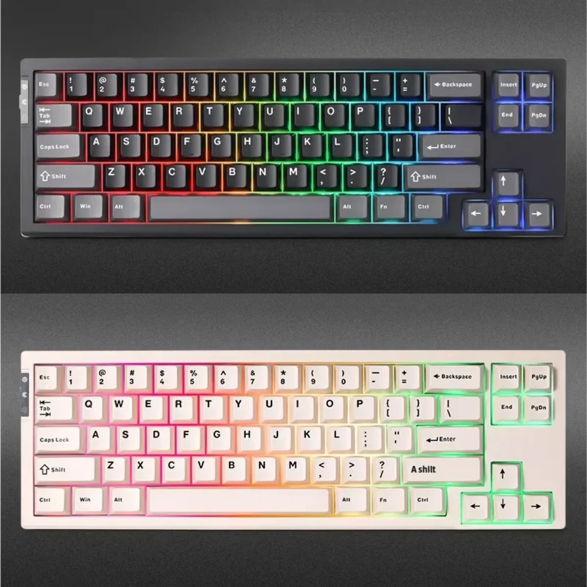 Sleek cream white RT68 Gaming Keyboard, showcasing its ultra-responsive switches for peak esports performance and competitive triumph.