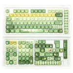 Adorable Whimsical Matcha Rabbit Keycaps set in a gallery view, emphasizing its premium double-shot PBT and charming pastel aesthetic.