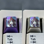 Elegant Matikanetannhauser artisan anime keycap crafted from radiant purple crystalline titanium, showcasing an intricate Uma Musume Pretty Derby design.