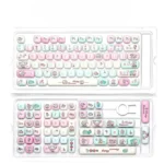 Artistic gallery showcasing Vibrant Rainy Music Festival PBT Dye-Sub Keycap Set, displaying unique designs, lively colors, and whimsical musical motifs.