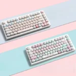 Vibrant Rainy Music Festival PBT Dye-Sub keycap Set, featuring energetic colors, musical motifs, and playful whimsical designs for mechanical keyboards.