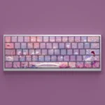 Vibrant Dreamscape Delight Oil Painting Keycaps Set, showcasing artistic side-lit legends and whimsical landscapes on Cherry profile.