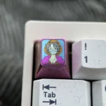 Premium Titanium ONE PIECE artisan keycap for mechanical keyboards, showcasing intricate craftsmanship and vibrant One Piece adventure design.