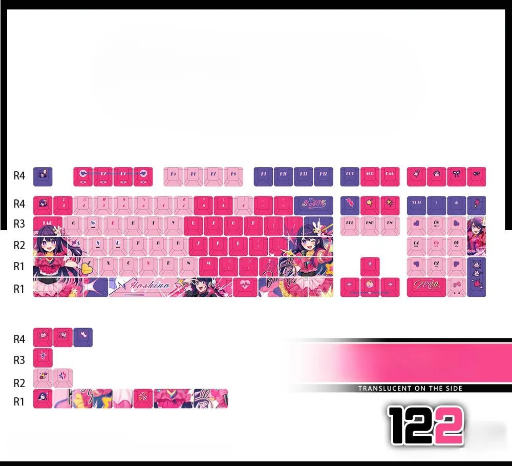 oshinoko-aihoshino-cherry-keycapset-mechanical-keyboard-side