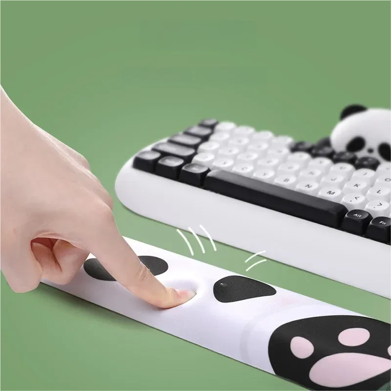 Joyful gallery of the chubby panda ergonomic silicone wrist rest, highlighting its adorable design and soft comfort from every whimsical angle.