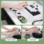 Delightful views of the Chubby Panda Ergonomic Silicone Wrist Rest, revealing its whimsical soft white design and plush ergonomic comfort for your desk.