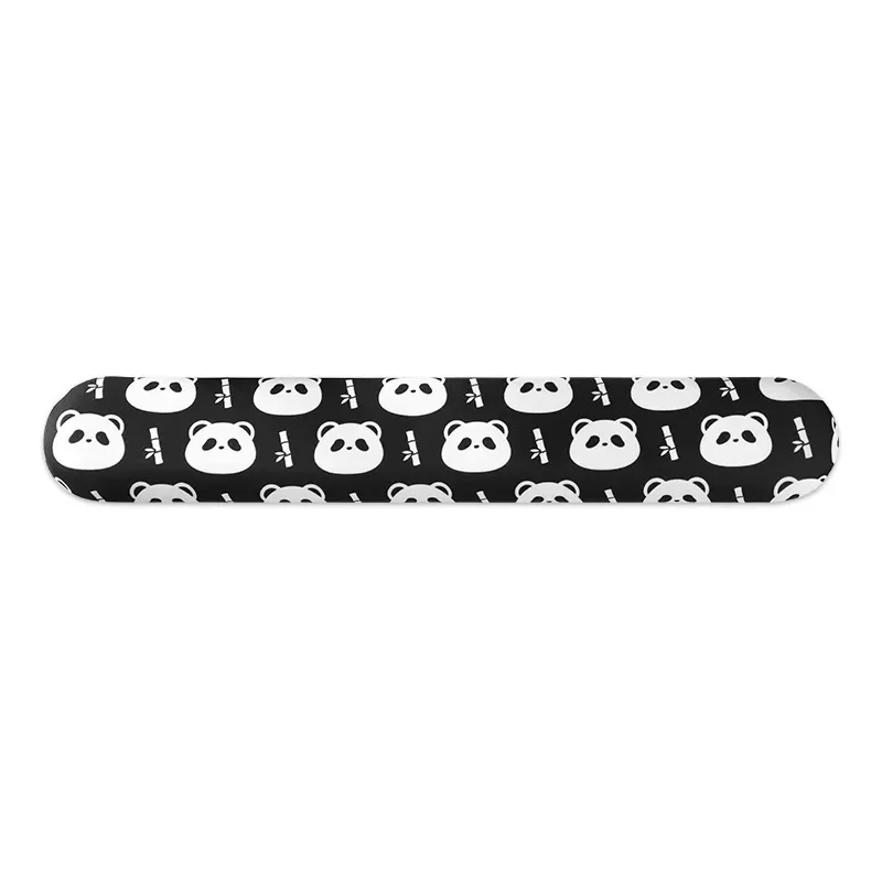 Joyful chubby panda ergonomic silicone wrist rest, beautifully displayed to highlight its soft white aesthetics and whimsical charm for desk comfort.