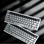 Sleek silver-black Parametric Keycap set, showcasing its unique algorithmic metallic electroplated design and geometric precision for custom keyboard.