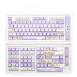 Playful Penguin Valley MAO Profile PBT custom keycap set with vibrant five-sided dye-sublimation, featuring charming arctic penguins on snowy peaks.