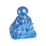 Handcrafted Pingu Ice Sculpture ESC keycap views. Whimsical translucent resin Pingu Keycap charmingly mimics an ice figurine.