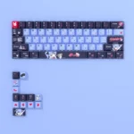 Rabbit Hole PBT keycaps set showcasing enchanting side-printed legends for whimsical backlit gaming, capturing an VOCALOID aesthetic.