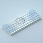 Gallery displays exclusive Re:Zero Rem keycap set, showcasing vibrant anime art and luminous side-engraved backlit legends from various angles.