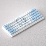 Vibrant Rem anime keycaps from the exclusive Re:Zero set, shown from various angles, highlighting crisp character art and Cherry profile for fans.