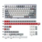 Retro Flooding Keycap Set displaying red and cool white PBT dye-sublimated legends, offering a refreshing and durable aesthetic for custom purpose.