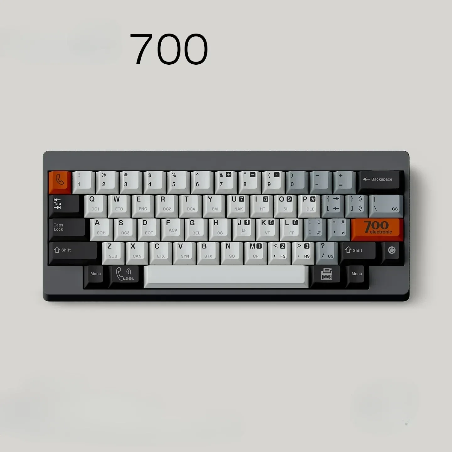 Retro PBT Keycap Set gallery: Timeless vintage aesthetic. Clean, minimalist black, white, grey keycaps from multiple artistic angles.